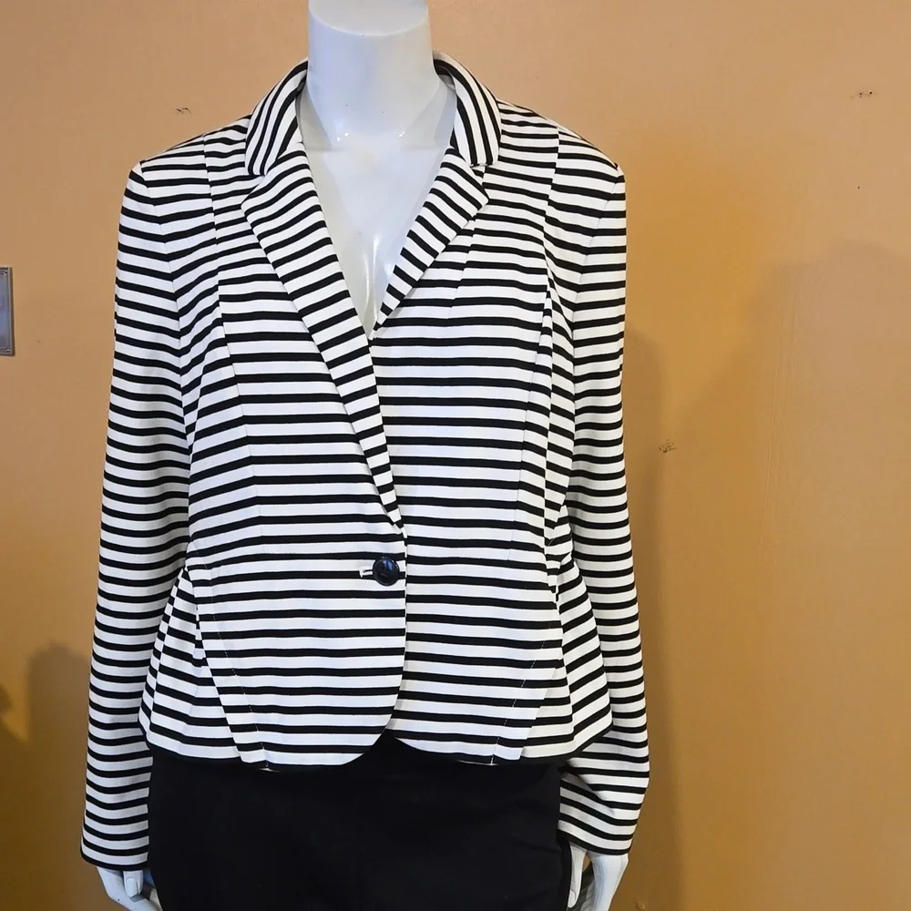 Black and white stripe blazer